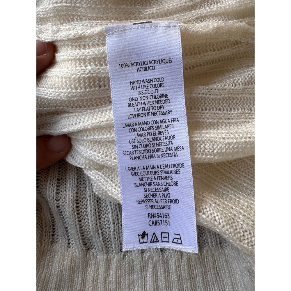 Calvin Klein Jeans Womens Ribbed V-Neck Sweater Cream Off White CK Logo NWT Smal - Picture 5 of 10